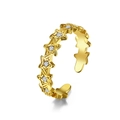 Verstelbare gouden roestvrijstalen ring met stervormige patronen en fonkelende zirkoon - 5# / Goud