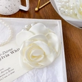 Elegant white fabric camellia flower hair clip with pearls in French chic style - Rose Shape / Creamy White - Pearl Hair Tie