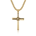 Collier croix batte de baseball en acier inoxydable doré pour homme avec chaîne - Avec Chaîne PL001 3mm*60cm / Or