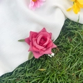 Elegante fermaglio per capelli a rosa in tessuto rosa scuro per accessori donna - 7cm / Rosa Rossa (7cm)