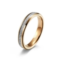 Polished rose gold tungsten ring featuring a silver meteorite inlay for men and women - 6# / 4mm