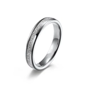 Polished tungsten carbide ring featuring a textured meteorite inlay at a 45-degree angle - Size 6 / 4mm