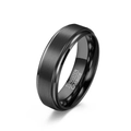 Men's matte brushed black tungsten steel ring with polished inner surface - Size 7 / 6mm