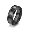 Black tungsten carbide ring with matte meteorite inlay and polished beveled edges - Size 6 / Black (8mm)