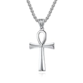 Ciondolo a croce Ankh in acciaio inossidabile argento lucido su catena box - Color Acciaio (Con Catena)