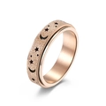 Anxiety relief rotating ring with moon and stars in rose gold finish stainless steel - US 5 / Rose Gold