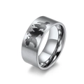 Silver brushed titanium steel world map ring with wide band and polished inner surface - World Map / Size 8 / Steel