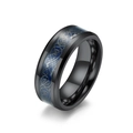 Men's black tungsten ring with blue carbon fiber inlay and silver dragon pattern - Size 7 / Blue Carbon Fiber
