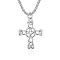 Polished stainless steel Celtic knot cross pendant necklace with box chain for men and women - Steel Color + Necklace Chain / 3mm*60cm