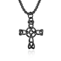 Nordic Celtic knot cross necklace for men and women in matte black stainless steel finish - Black Necklace / 3mm*60cm