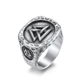 Anello sigillo vichingo Valknut da uomo in acciaio inossidabile opaco con finitura invecchiata - Taglia 8 / Color Acciaio