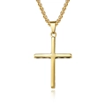 Gepolijste gouden roestvrijstalen kruishanger met balketting voor minimalistische stijl - Gouden Halsketting Met Boxketting
