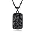Gothic black stainless steel rectangular pendant featuring a detailed evil eye relief pattern - Black Necklace With Box Chain