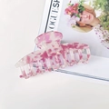 Pink and creamy white marble texture hair claw clip on a stylish magazine background - Crystal Purple Dragon Bone Style 9.5cm