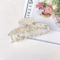 Pastel terrazzo hair claw clip in colorful acetate for elegant updo hairstyles - Dazzling Yellow Green Dragon Bone Style 9.5cm