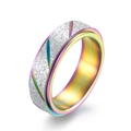 Anello girevole arcobaleno con finitura satinata argento e dettagli diagonali - 5# / Colorato