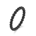 Anello impilabile a sfere nere minimalista con texture metallica a bolle per donna - Taglia 6 / Nero