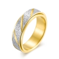Anello moderno in titanio bicolore con texture argento satinato e scanalature d'oro - 5# / Oro