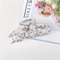 Large marble texture hair claw clip in pearl white with subtle glitter finish - Dazzling Gray Dragon Bone Style 9.5cm