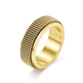 Anello in acciaio inossidabile dorato con design a maglia intrecciata e bordi lucidi - Misura 11 / Oro