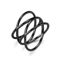 Minimalist double layer cutout geometric ring in polished black stainless steel - 5# / Black