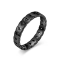 Minimalist black stainless steel ring with hollow geometric pattern and matte finish - 5# / Black