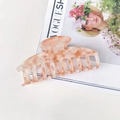 Large peach marble hair claw clip with translucent resin texture for women - Crystal Orange Dragon Bone Style 9.5cm