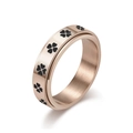 Anillo giratorio de titanio oro rosa con trébol negro para aliviar la ansiedad - 5# / Oro Rosa Negro
