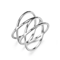 Polished silver stainless steel ring with a multi-layer geometric hollow cross design - 5# / Steel