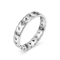 Minimalist silver stainless steel ring featuring engraved geometric triangle patterns - 5# / Steel