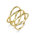 Minimalist double cross layered open ring for women in polished gold finish - 5# / Gold