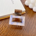 Pince à cheveux rectangulaire marbrée bleue avec cadre en métal doré élégant - Petit Bleu Clair 4cm
