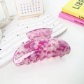 Pink and white marble hair claw clip in acetate for women's elegant hair styling - Crystal Purple Semicircle Style 9.5cm