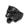 Vintage style roaring tiger head ring in matte black stainless steel for men - 7# / Black