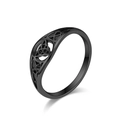 Matte black stainless steel ring featuring a cutout Celtic Trinity Knot design - 11# / Black