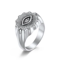 Retro punk style stainless steel ring for men featuring a sunburst eye design and zircon - Size 8 / Steel