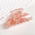 Pink and white marbled acetate hair claw clip with elegant glossy resin finish - Crystal Pink Semicircle Style 9.5cm