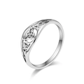 Silver Celtic Triquetra knot ring with hollow geometric patterns in stainless steel - 11# / Steel