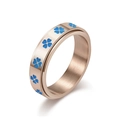 Anillo giratorio en oro rosa con diseño de trébol de cuatro hojas azul móvil - Oro Rosa Esmalte Azul