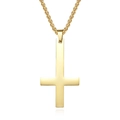 Polished gold Saint Peter inverted cross necklace with circular box chain for men - Gold Necklace With Box Chain