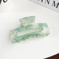 Elegant green marble acetate hair claw clip with rectangular shape and smooth finish - Crystal Green Square Style 8.5cm