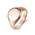 Minimalist round signet ring in polished rose gold stainless steel finish for women and men - Size 7 / Rose Gold
