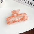 Pastel pink and orange marble rectangle hollow hair claw clip with acetate texture - Crystal Orange Square Style 8.5cm