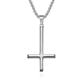 Collana con pendente a croce rovesciata di San Pietro in acciaio inossidabile argento lucido - Colore Acciaio + Catena Veneziana (3mm*60cm)