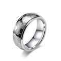 Bague de football rotative en acier inoxydable argenté avec motif hexagonal texturé - Taille 8 / Acier