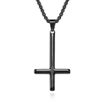 Collana minimalista in acciaio inossidabile nero con pendente a croce di San Pietro - Colore Nero + Catena Veneziana (3mm*60cm)
