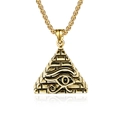 Collana con ciondolo a piramide Occhio di Horus egiziano vintage in acciaio inox dorato - Oro Vintage (Con Catena Box) / Collana Oro