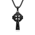 Vintage black Viking Celtic knot cross pendant necklace in durable titanium steel - Black Color Pendant with 60cm Chain