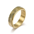 Golden stainless steel spinning ring with textured diamond pyramid pattern finish - US 6 / Gold