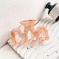 Pink marble texture hair claw clip with elegant wavy design for messy bun styling - Crystal Orange Mountain Style 8.7cm